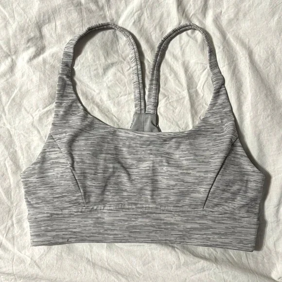 Lululemon Train Times Bra Sports Yoga Gym Activewear Wee Space Grey White Size 4 - Picture 3 of 9